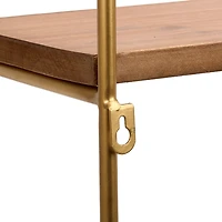Gloria Gold Metal and Wood 3-Tier Wall Shelf