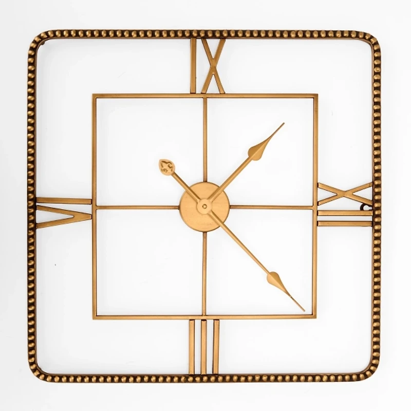 Gold Metal Square Marian Wall Clock
