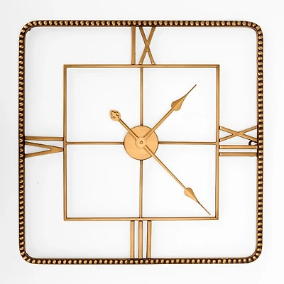 Gold Metal Square Marian Wall Clock