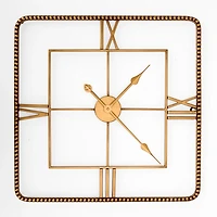 Gold Metal Square Marian Wall Clock
