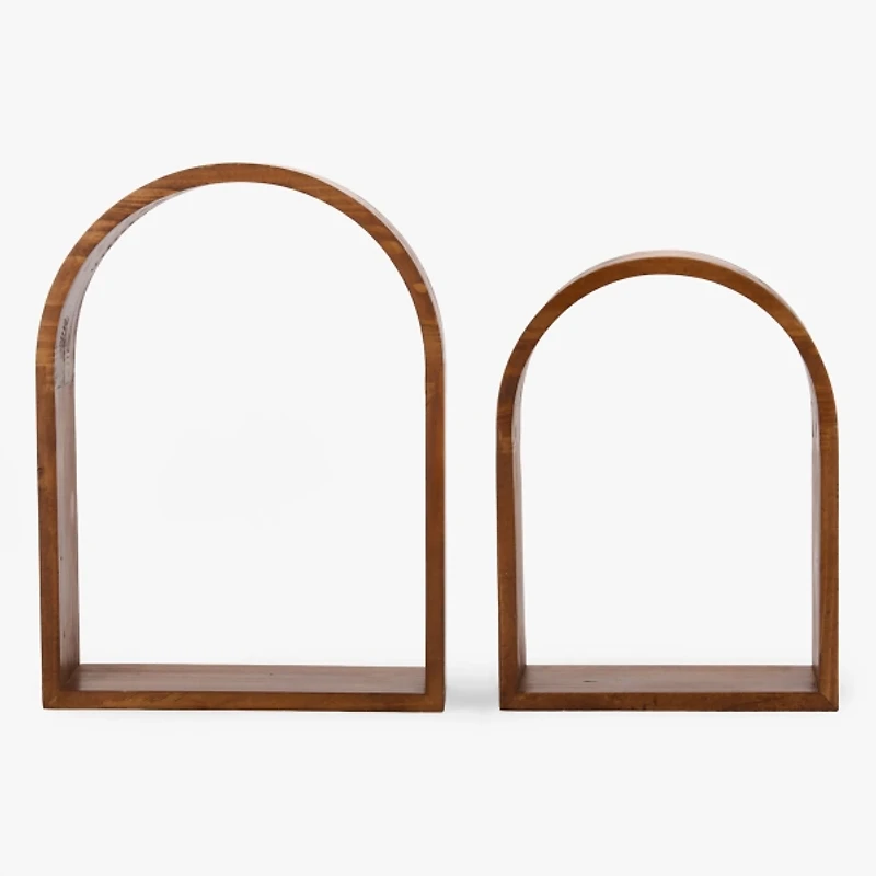 Arched Fir Wood Shelves, Set of 2