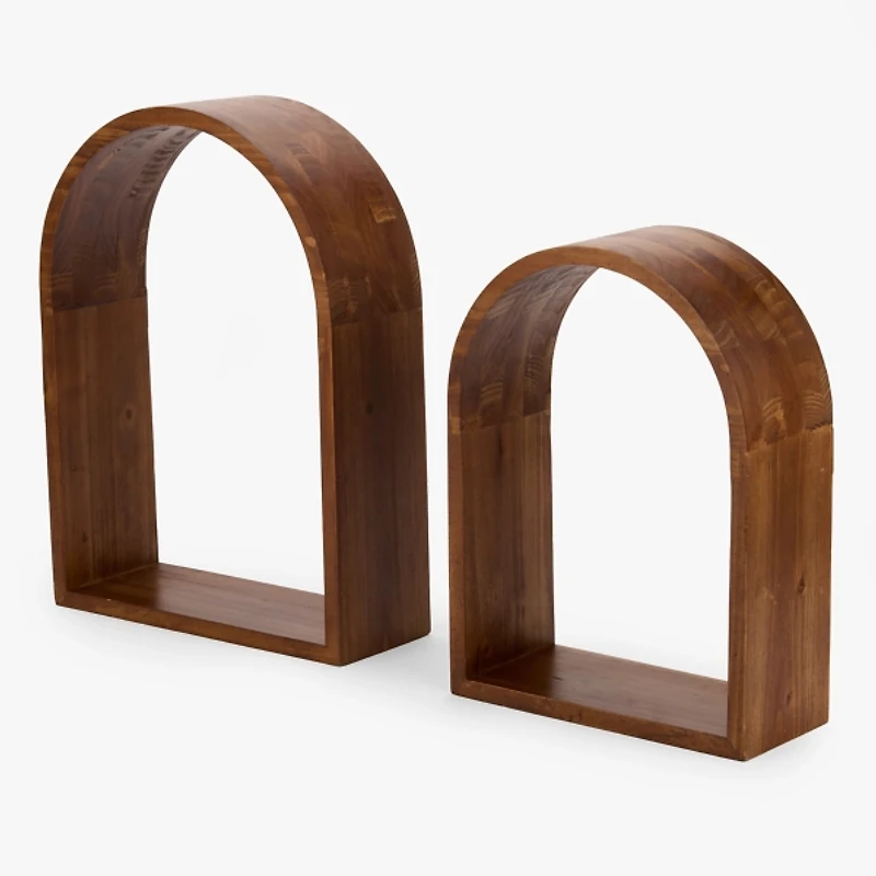 Arched Fir Wood Shelves, Set of 2