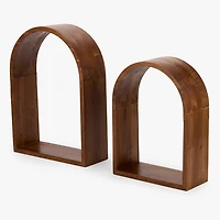 Arched Fir Wood Shelves, Set of 2