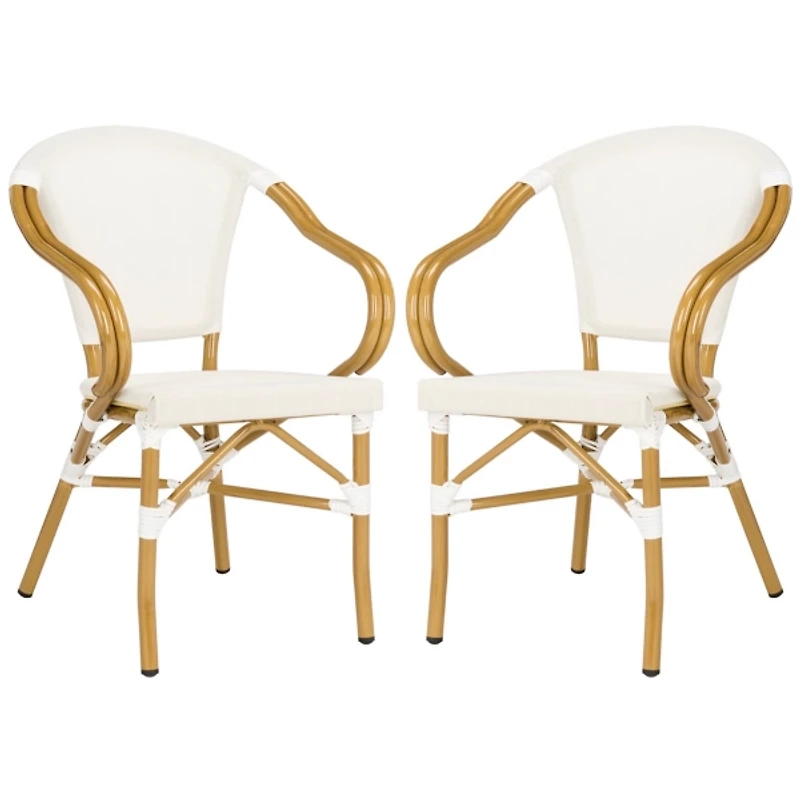 Cream Textilene Outdoor Chairs, Set of 2
