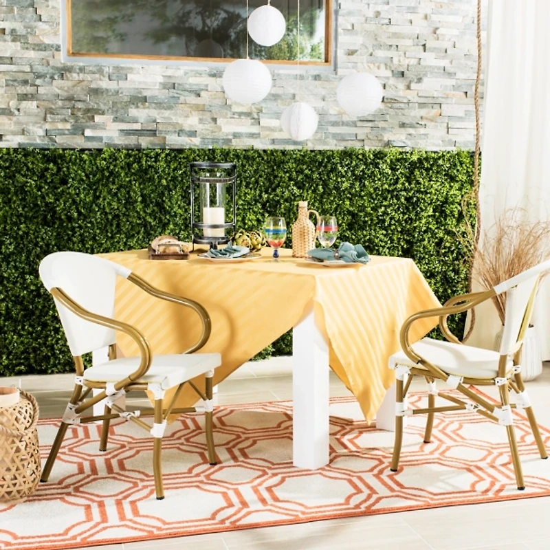 Cream Textilene Outdoor Chairs, Set of 2