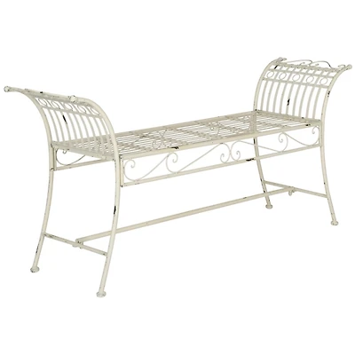 Antique White Iron Mysti Outdoor Bench