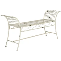 Antique White Iron Mysti Outdoor Bench