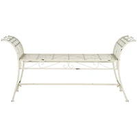 Antique White Iron Mysti Outdoor Bench