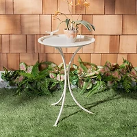 Pearl White Iron Cecile Bird Bath