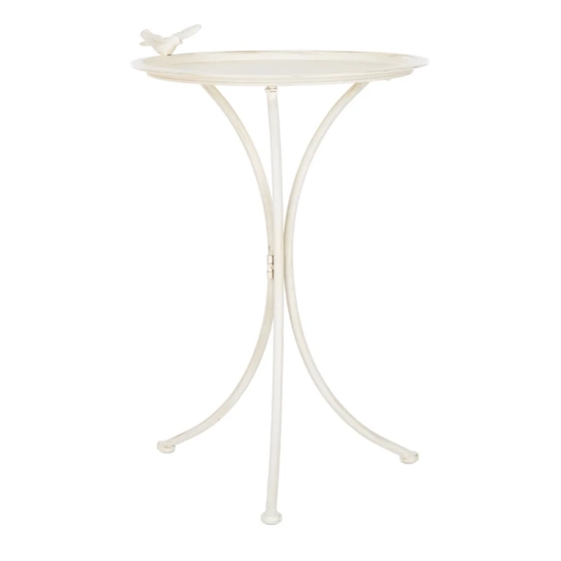 Pearl White Iron Cecile Bird Bath