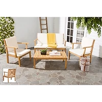 Natural Wood & Beige 4-pc. Outdoor Furniture Set
