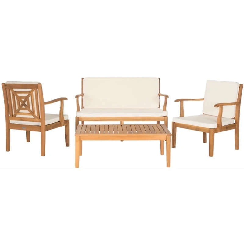 Natural Wood & Beige 4-pc. Outdoor Furniture Set