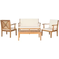 Natural Wood & Beige 4-pc. Outdoor Furniture Set