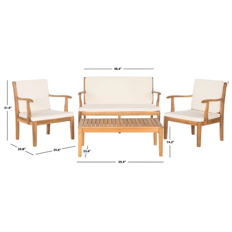 Natural Wood & Beige 4-pc. Outdoor Furniture Set