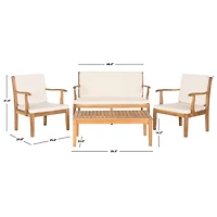 Natural Wood & Beige 4-pc. Outdoor Furniture Set