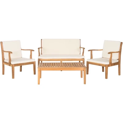 Natural Wood & Beige 4-pc. Outdoor Furniture Set