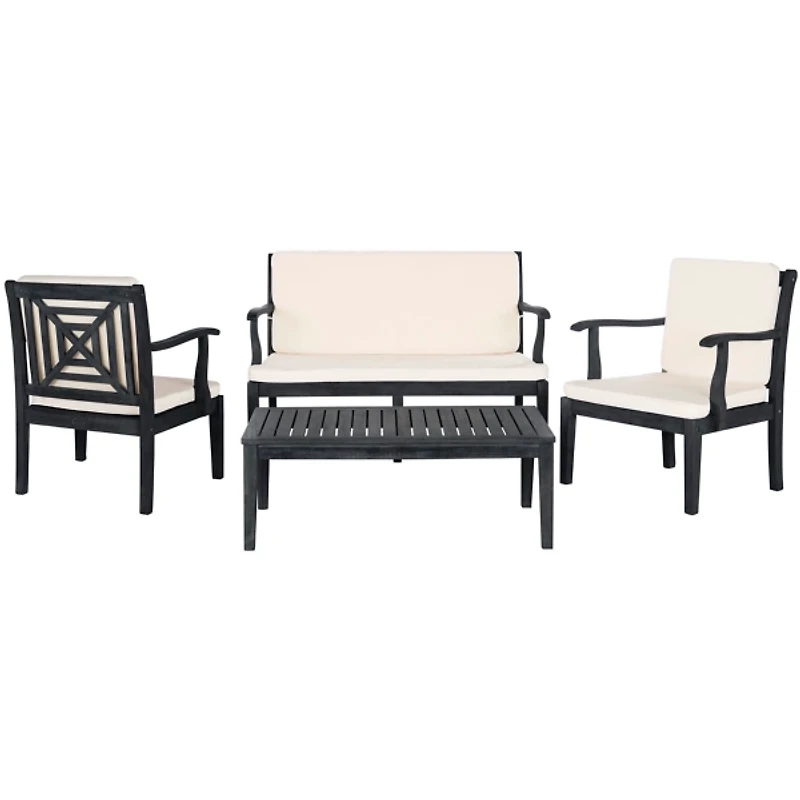 Gray Wood & Beige 4-pc. Outdoor Furniture Set