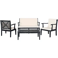 Gray Wood & Beige 4-pc. Outdoor Furniture Set