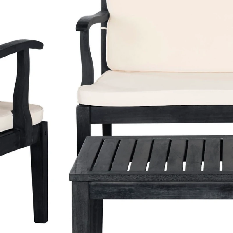 Gray Wood & Beige 4-pc. Outdoor Furniture Set