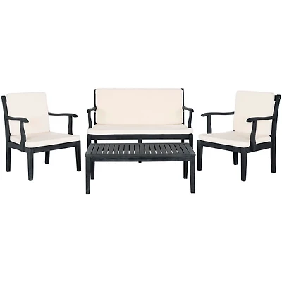 Gray Wood & Beige 4-pc. Outdoor Furniture Set