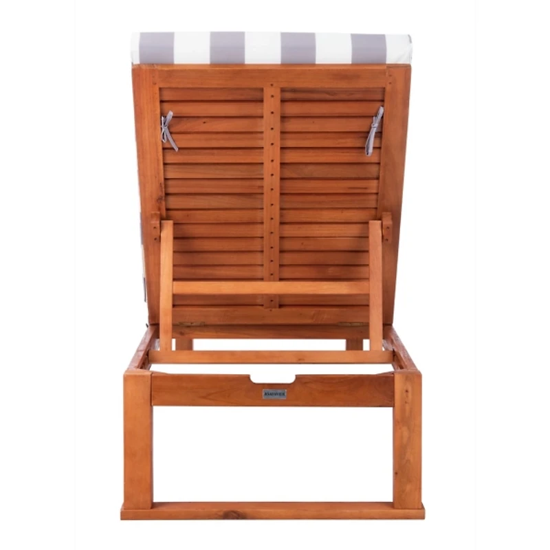 Gray Striped Eucalyptus Wood Sun Lounger