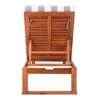 Gray Striped Eucalyptus Wood Sun Lounger