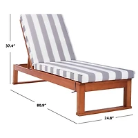 Gray Striped Eucalyptus Wood Sun Lounger