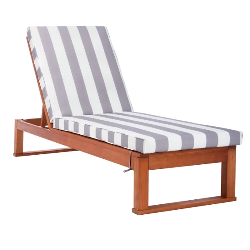 Gray Striped Eucalyptus Wood Sun Lounger