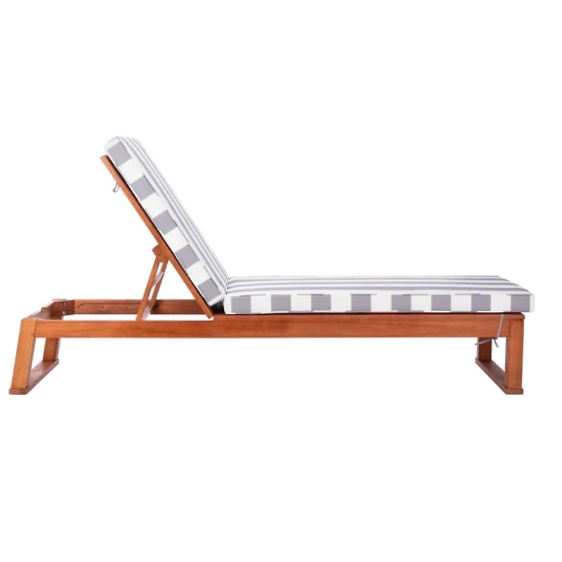 Gray Striped Eucalyptus Wood Sun Lounger