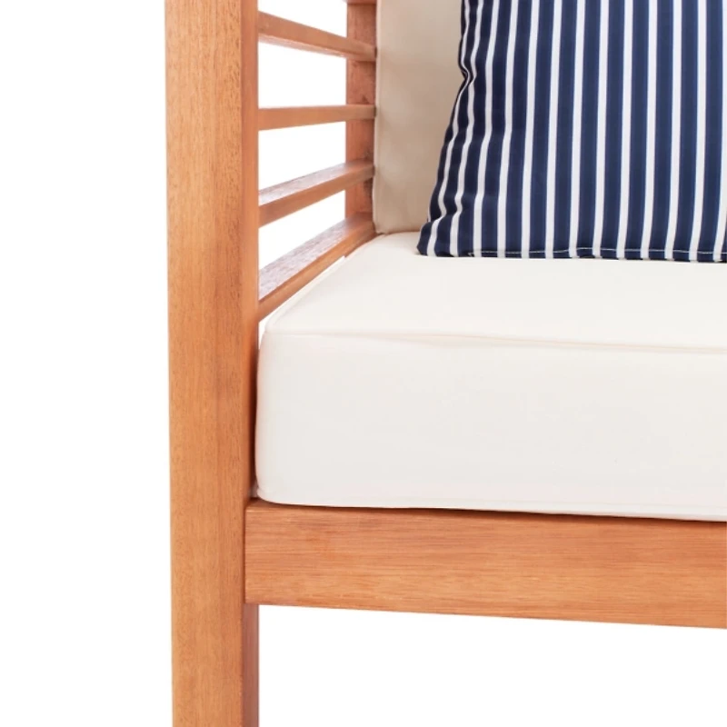 Natural Wood & Navy Striped 4-pc. Outdoor Set