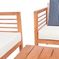 Natural Wood & Navy Striped 4-pc. Outdoor Set