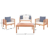 Natural Wood & Navy Striped 4-pc. Outdoor Set