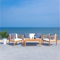 Natural Wood & Navy Striped 4-pc. Outdoor Set