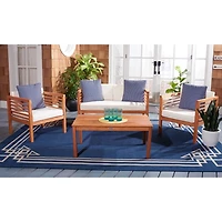Natural Wood & Navy Striped 4-pc. Outdoor Set