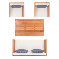 Natural Wood & Navy Striped 4-pc. Outdoor Set