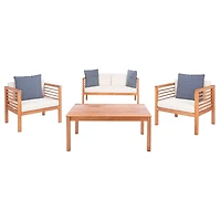 Natural Wood & Navy Striped 4-pc. Outdoor Set