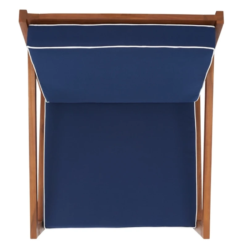 Wooden Outdoor Rocking Chair with Navy Cushions