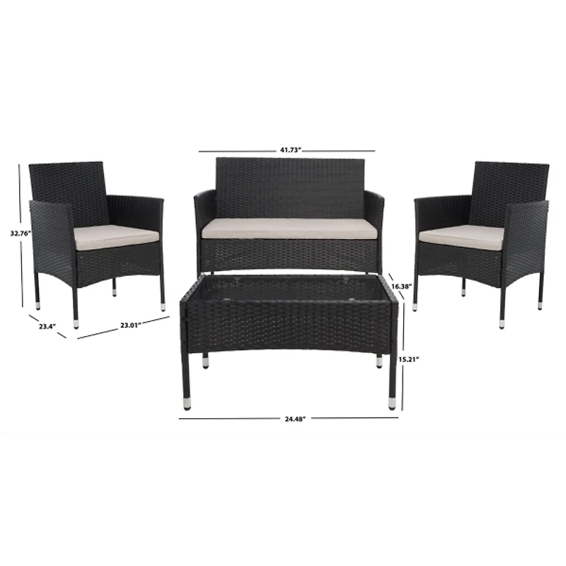 Alma Black Wicker 4-pc. Outdoor Living Set
