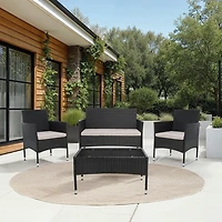 Alma Black Wicker 4-pc. Outdoor Living Set