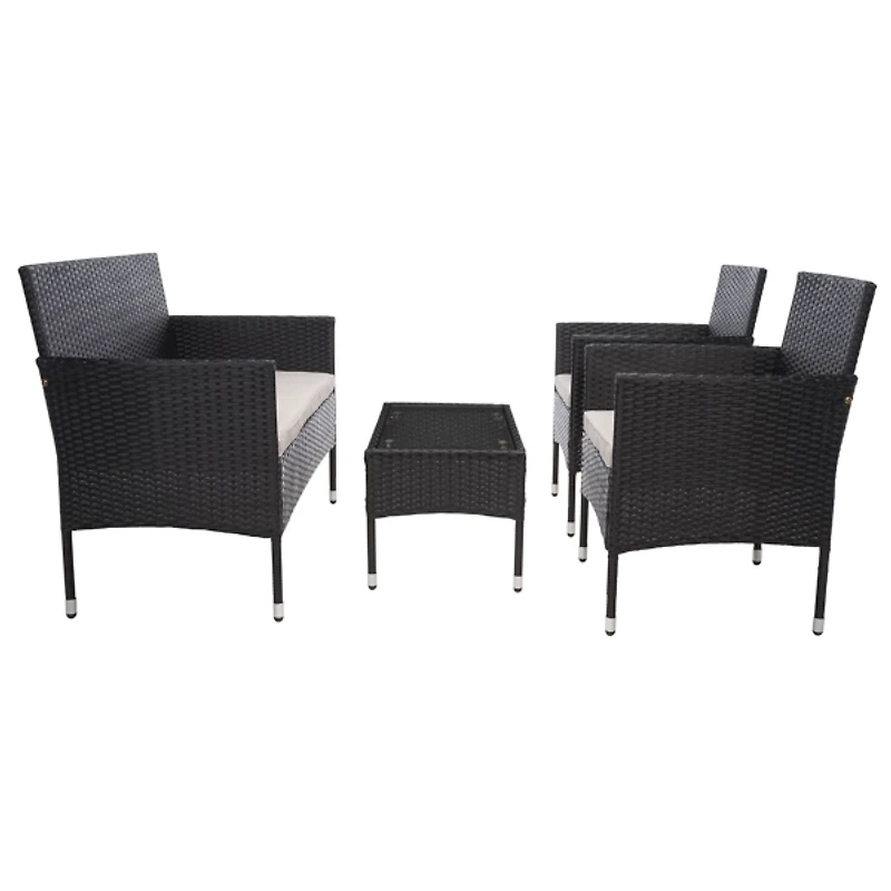Alma Black Wicker 4-pc. Outdoor Living Set