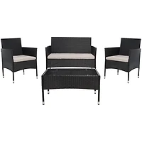 Alma Black Wicker 4-pc. Outdoor Living Set