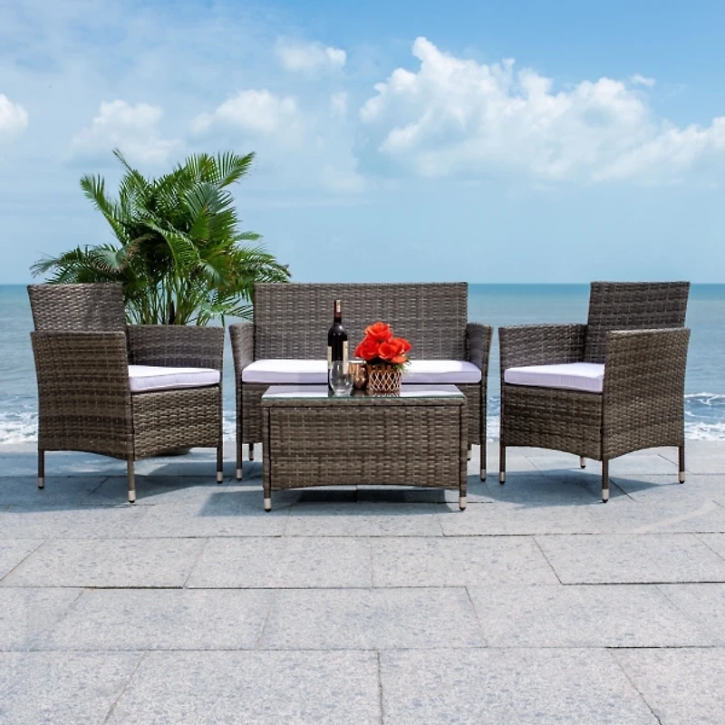 Oma Gray-Brown Wicker 4-pc. Outdoor Living Set