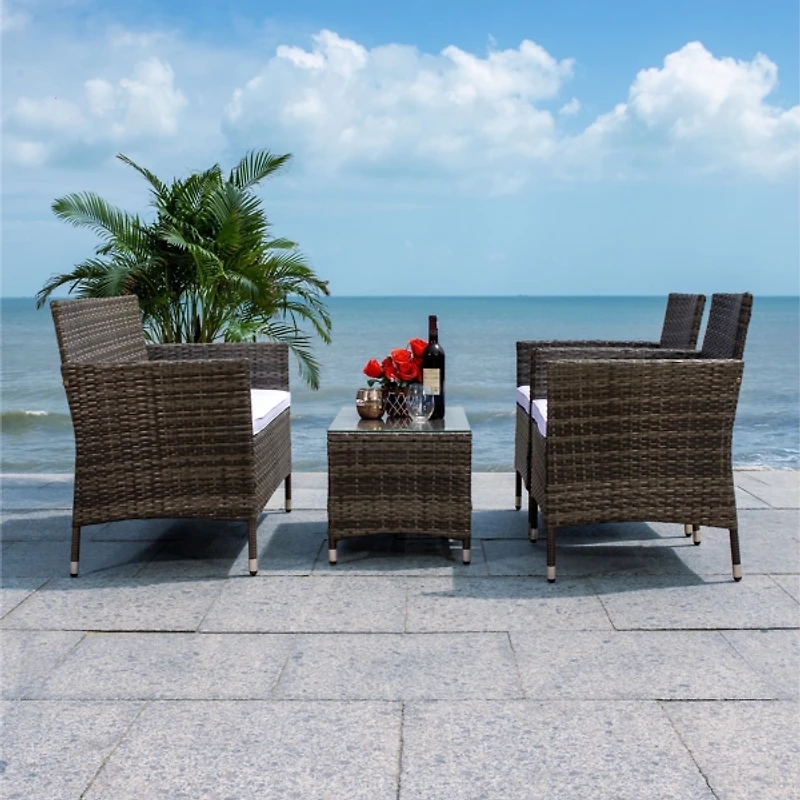 Oma Gray-Brown Wicker 4-pc. Outdoor Living Set