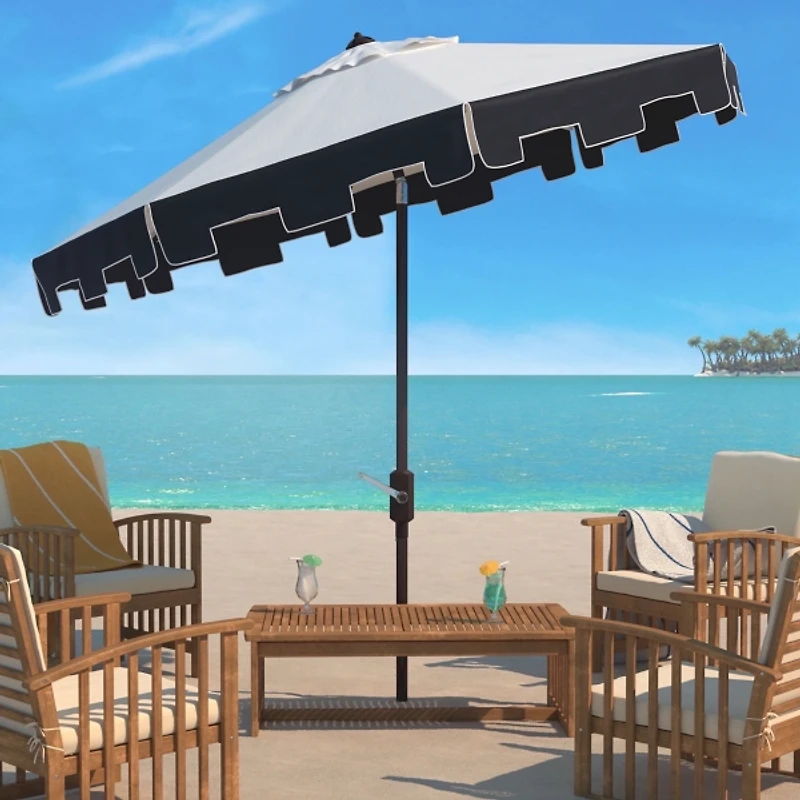 Ivory & Navy Traditional Outdoor Umbrella