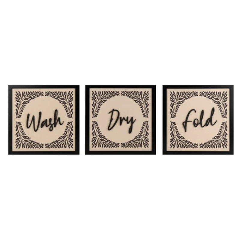 Wash Dry Fold Botanical Wall Plaques, Set of 3
