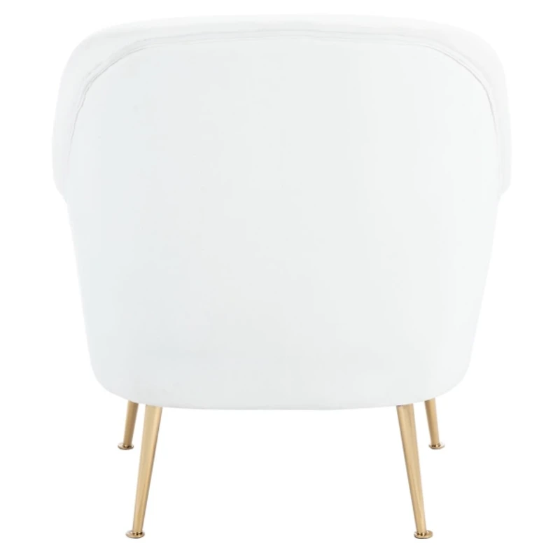 White Upholstered Mid-Century Accent Chair