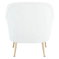 White Upholstered Mid-Century Accent Chair