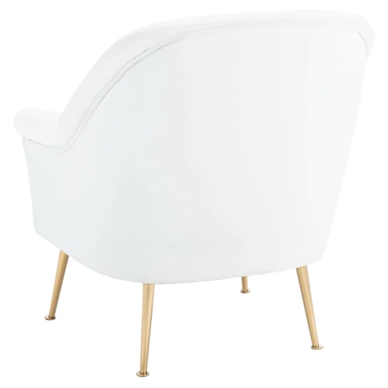 White Upholstered Mid-Century Accent Chair