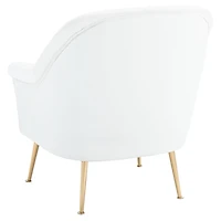 White Upholstered Mid-Century Accent Chair