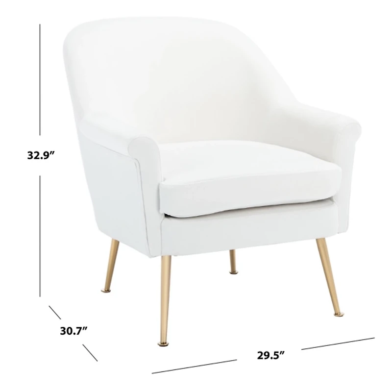 White Upholstered Mid-Century Accent Chair